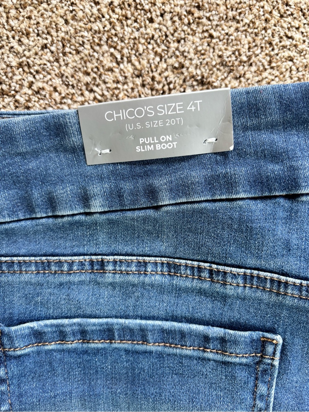 *NEW* Chico’s Pull-On Slim Boot Denim Fray Slit Jeans - Size - 20T - Picture 4 of 7